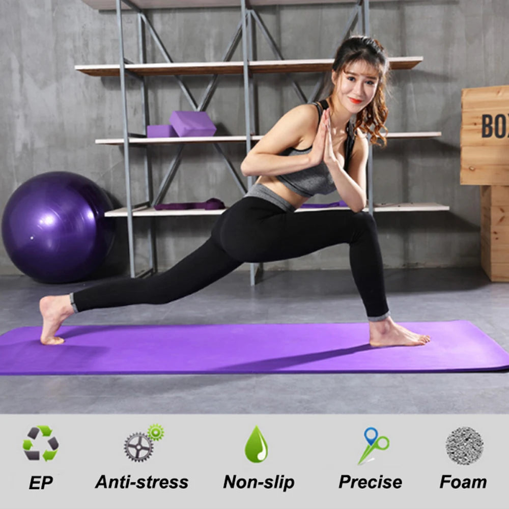 10mm thick Pad 183*61cm Non-slip yoga Mat For Beginner Fitness Sports Gymnastics Mats NBR Gym Fitness Pilates Pads With Strap
