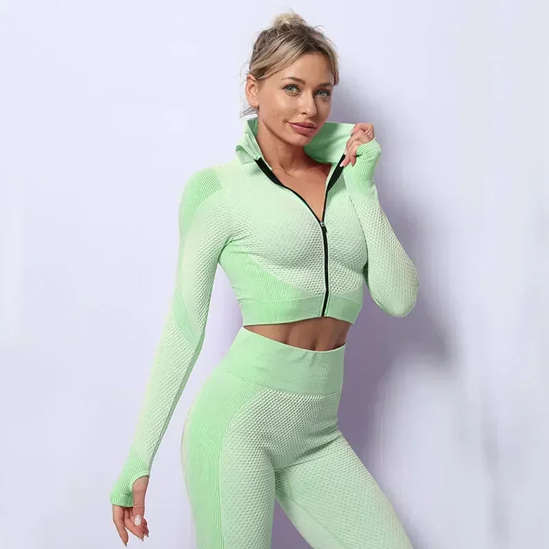 2/3PCS Seamless Yoga Sets Sport Fitness Vest High Waist Hip-Liftting Trousers Suits Workout Clothes Gym Leggings Set for Women