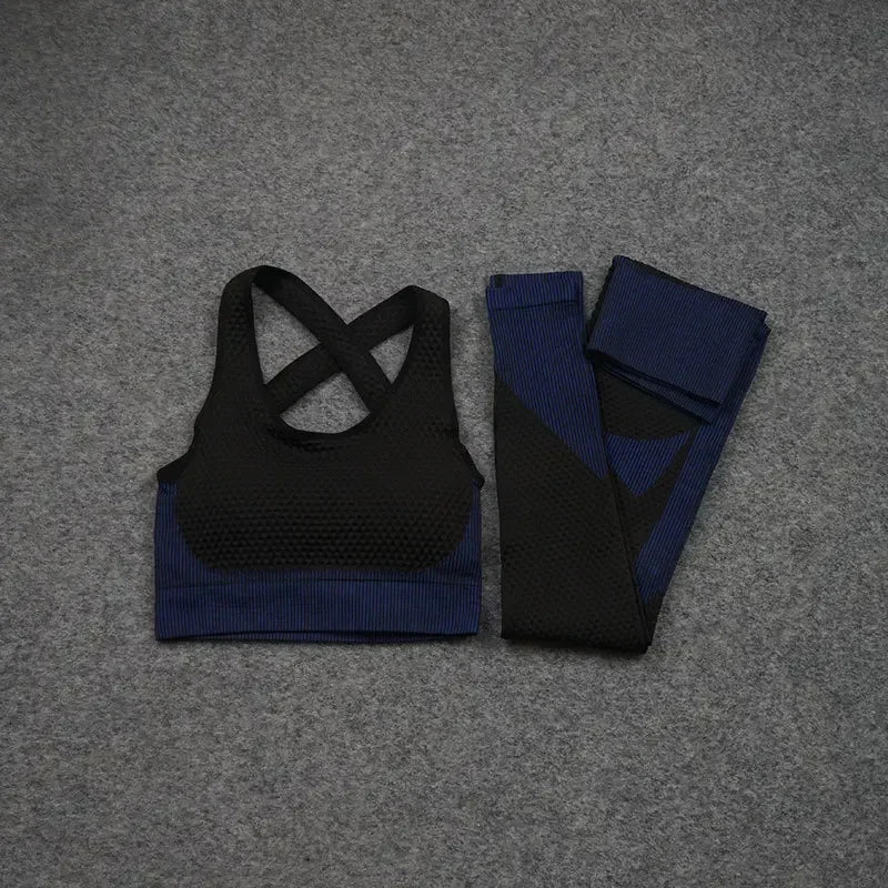 2/3PCS Seamless Yoga Sets Sport Fitness Vest High Waist Hip-Liftting Trousers Suits Workout Clothes Gym Leggings Set for Women