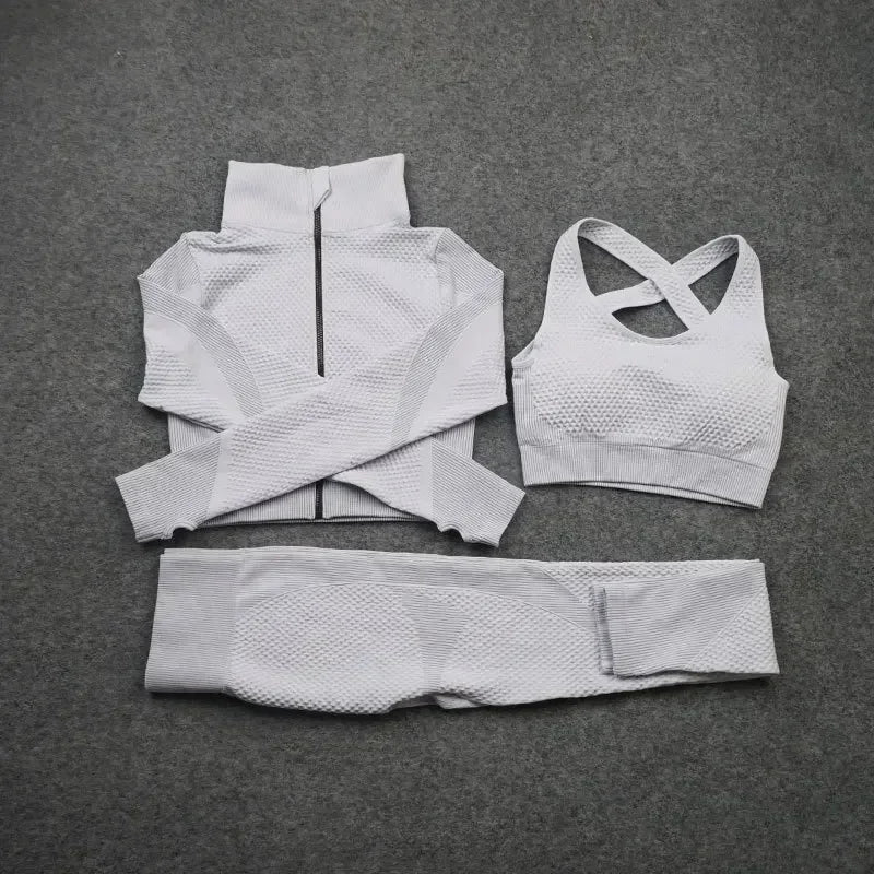 2/3PCS Seamless Yoga Sets Sport Fitness Vest High Waist Hip-Liftting Trousers Suits Workout Clothes Gym Leggings Set for Women
