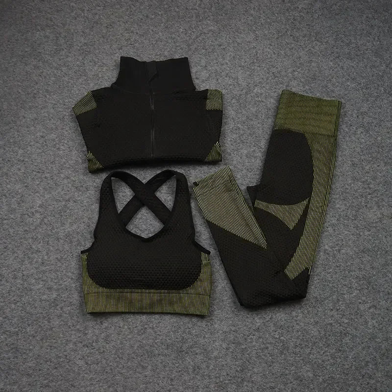 2/3PCS Seamless Yoga Sets Sport Fitness Vest High Waist Hip-Liftting Trousers Suits Workout Clothes Gym Leggings Set for Women