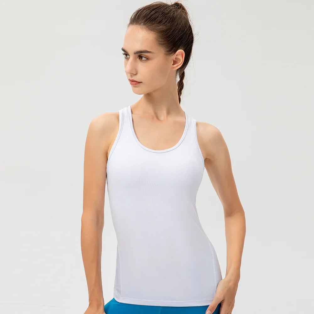 New Yoga Tops Women Sexy Gym Sportswear Vest Fitness tight woman clothing Sleeveless Running shirt Quick Dry White Yoga Tank Top