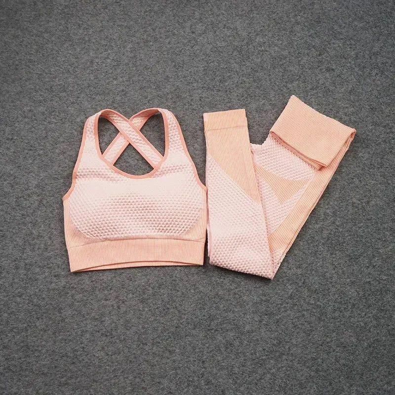 2/3PCS Seamless Yoga Sets Sport Fitness Vest High Waist Hip-Liftting Trousers Suits Workout Clothes Gym Leggings Set for Women