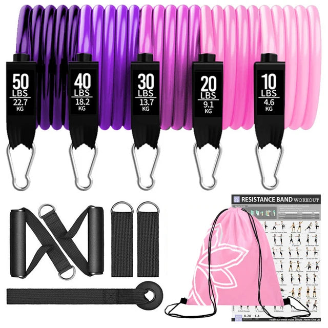 360lbs Fitness Exercises Resistance Bands Set Elastic Tubes Pull Rope Yoga Band Training Workout Equipment for Home Gym Weight