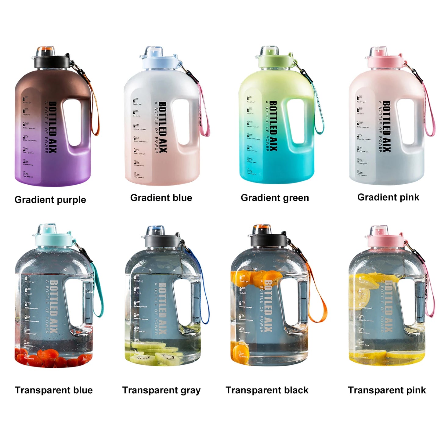 2.2L Sport Water Bottle Large Capacity 1 Gallon Water Bottle with Time Scale Bpa Free Plastic Bottle Outdoor Fitness Water Cup