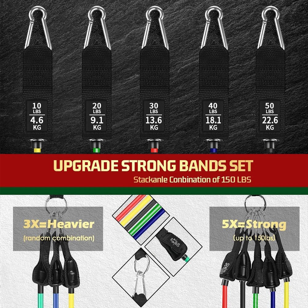 Resistance Bands With Handles 5 Different Yoga Band Exercise Workout Hip Leg For Men Women Strength Training Equipment At Home