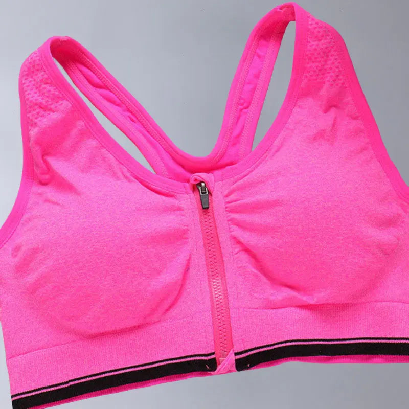 Front Zip Sports Bra,Shock-proof and Breathable ,Women's Rimless Underwear,Fitness Running Vest,Yoga Sport Bra Top,Removable Pad