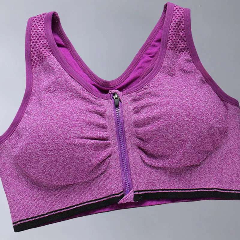 Front Zip Sports Bra,Shock-proof and Breathable ,Women's Rimless Underwear,Fitness Running Vest,Yoga Sport Bra Top,Removable Pad