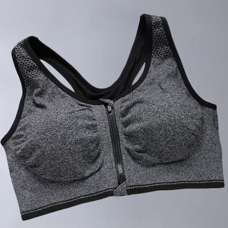 Front Zip Sports Bra,Shock-proof and Breathable ,Women's Rimless Underwear,Fitness Running Vest,Yoga Sport Bra Top,Removable Pad