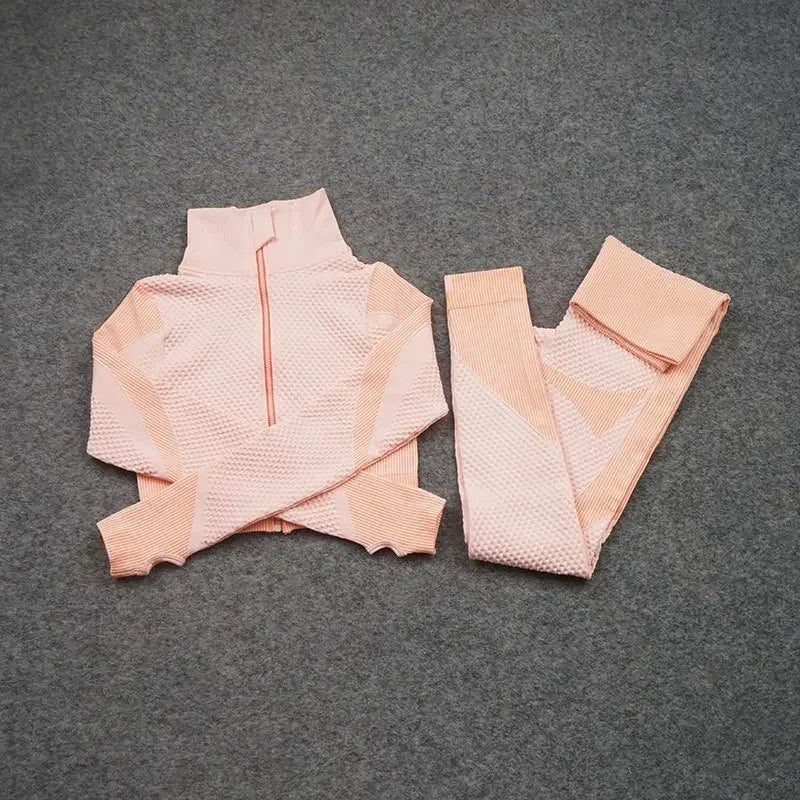 2/3PCS Seamless Yoga Sets Sport Fitness Vest High Waist Hip-Liftting Trousers Suits Workout Clothes Gym Leggings Set for Women