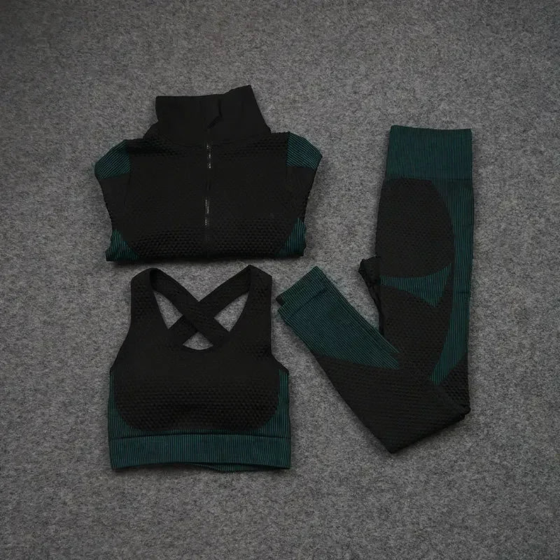 2/3PCS Seamless Yoga Sets Sport Fitness Vest High Waist Hip-Liftting Trousers Suits Workout Clothes Gym Leggings Set for Women
