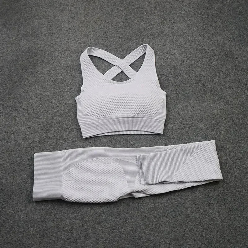 2/3PCS Seamless Yoga Sets Sport Fitness Vest High Waist Hip-Liftting Trousers Suits Workout Clothes Gym Leggings Set for Women