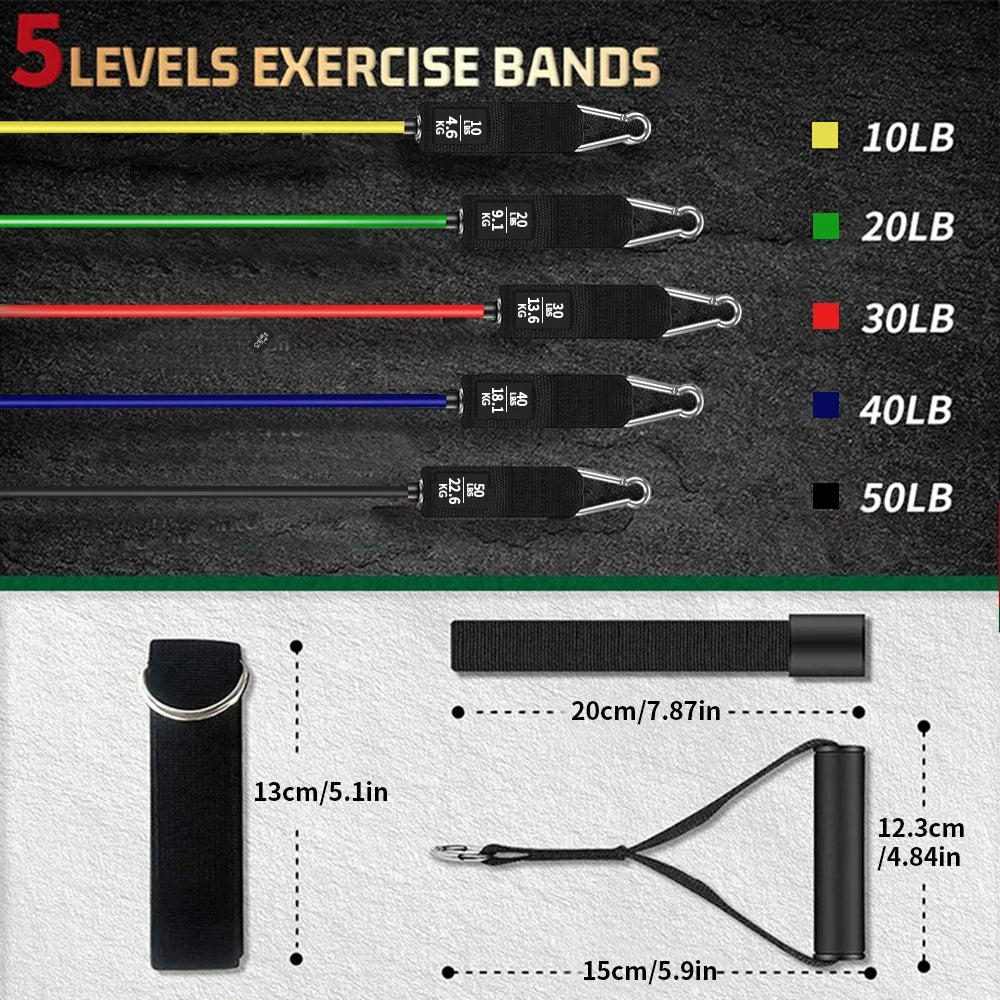 Resistance Bands With Handles 5 Different Yoga Band Exercise Workout Hip Leg For Men Women Strength Training Equipment At Home