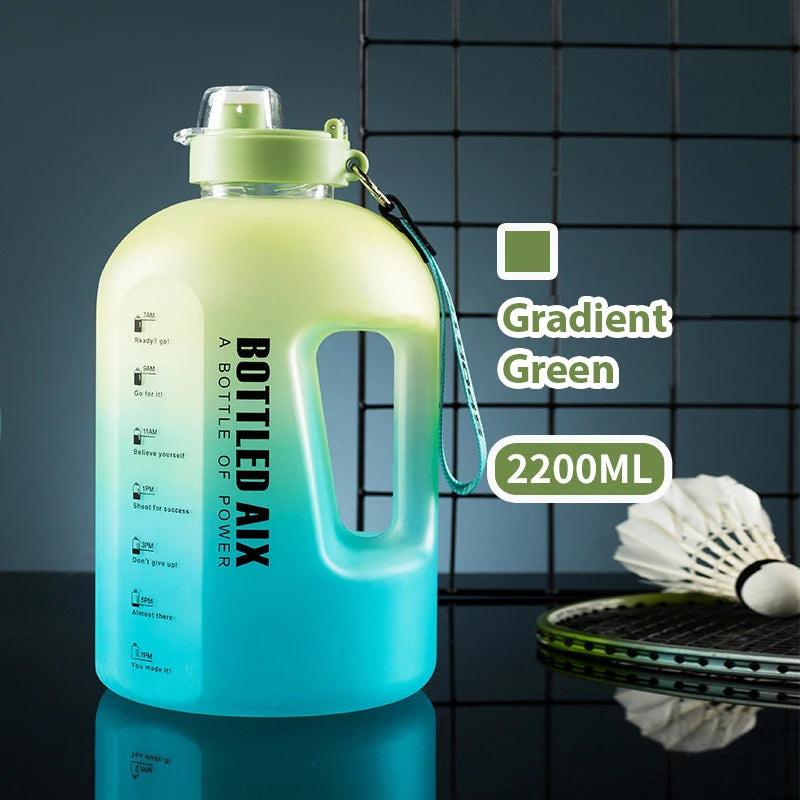 2.2L Sport Water Bottle Large Capacity 1 Gallon Water Bottle with Time Scale Bpa Free Plastic Bottle Outdoor Fitness Water Cup