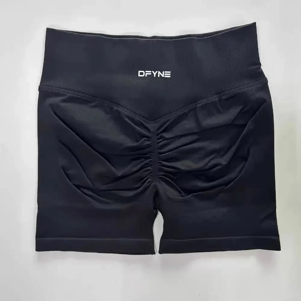 Dfyne Shorts Impact Gym Shorts Women Fitness Sports Shorts Low Ribbed Band Yoga Shorts Workout Scrunch Butt Seamless Leggings