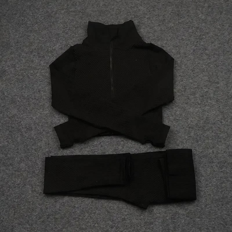 2/3PCS Seamless Yoga Sets Sport Fitness Vest High Waist Hip-Liftting Trousers Suits Workout Clothes Gym Leggings Set for Women