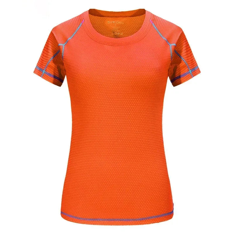 (M-4XL)Quick Dry Sports Shirt Woman Crossfit Exercise Training Short Sleeve Yoga Tops Ladies Running Fitness Shirt 6 Colors