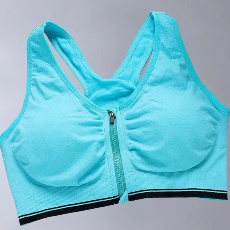 Front Zip Sports Bra,Shock-proof and Breathable ,Women's Rimless Underwear,Fitness Running Vest,Yoga Sport Bra Top,Removable Pad