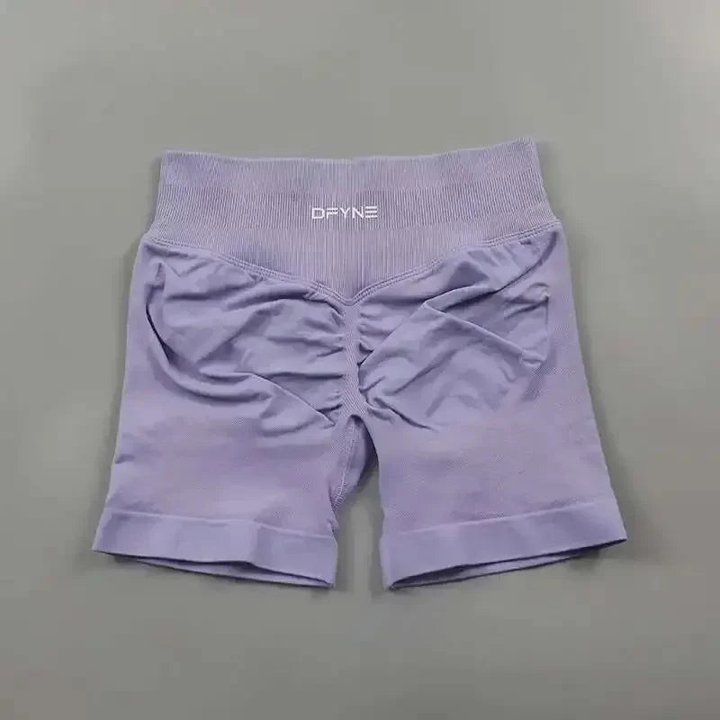 Dfyne Shorts Impact Gym Shorts Women Fitness Sports Shorts Low Ribbed Band Yoga Shorts Workout Scrunch Butt Seamless Leggings