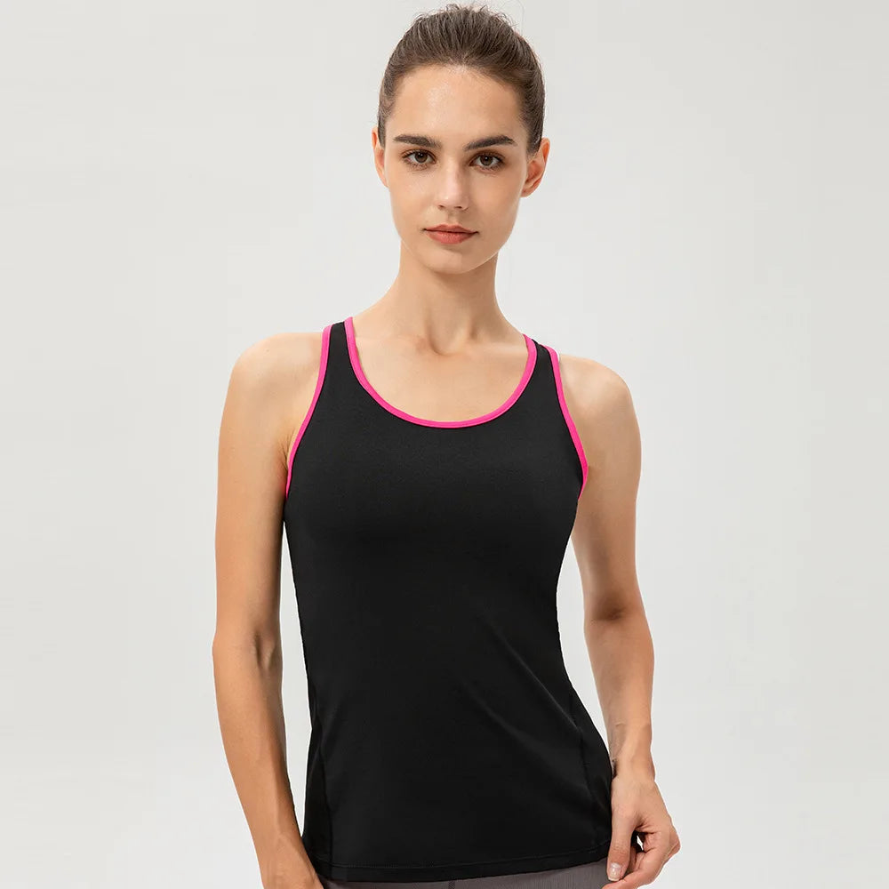 New Yoga Tops Women Sexy Gym Sportswear Vest Fitness tight woman clothing Sleeveless Running shirt Quick Dry White Yoga Tank Top