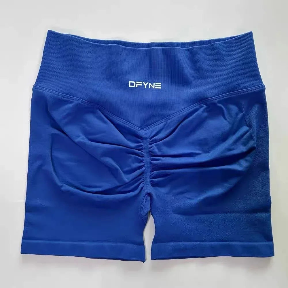 Dfyne Shorts Impact Gym Shorts Women Fitness Sports Shorts Low Ribbed Band Yoga Shorts Workout Scrunch Butt Seamless Leggings