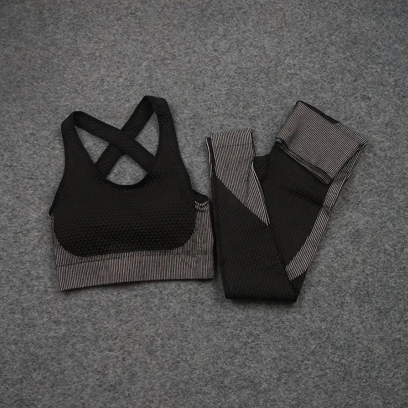 2/3PCS Seamless Yoga Sets Sport Fitness Vest High Waist Hip-Liftting Trousers Suits Workout Clothes Gym Leggings Set for Women