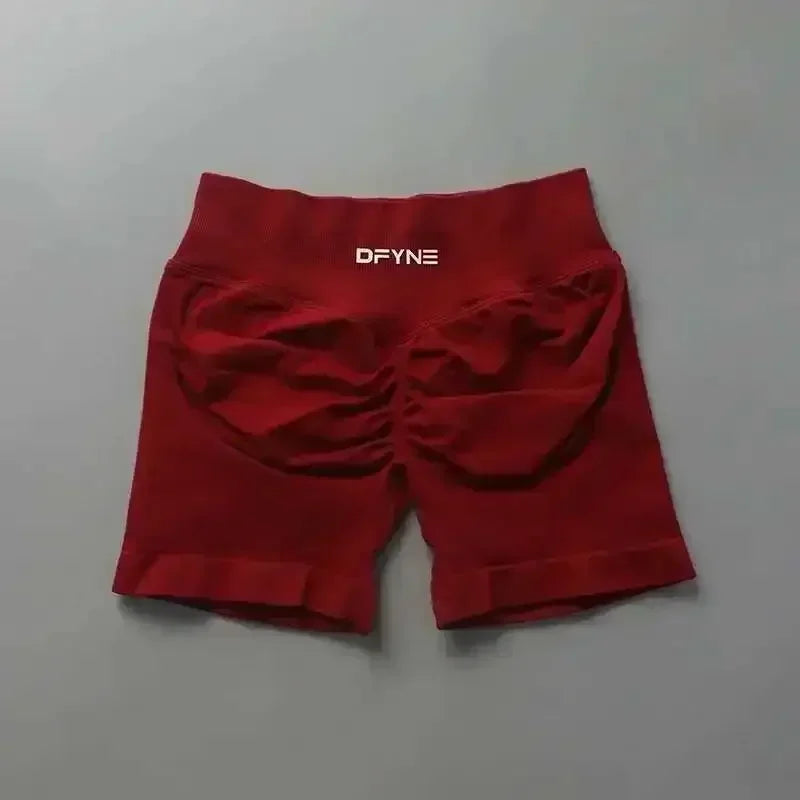 Dfyne Shorts Impact Gym Shorts Women Fitness Sports Shorts Low Ribbed Band Yoga Shorts Workout Scrunch Butt Seamless Leggings