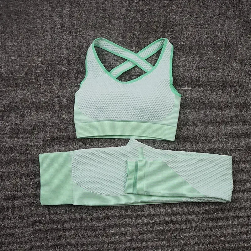 2/3PCS Seamless Yoga Sets Sport Fitness Vest High Waist Hip-Liftting Trousers Suits Workout Clothes Gym Leggings Set for Women