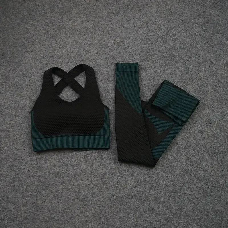 2/3PCS Seamless Yoga Sets Sport Fitness Vest High Waist Hip-Liftting Trousers Suits Workout Clothes Gym Leggings Set for Women