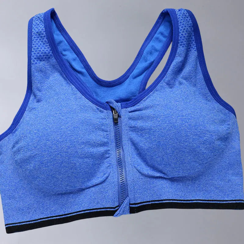 Front Zip Sports Bra,Shock-proof and Breathable ,Women's Rimless Underwear,Fitness Running Vest,Yoga Sport Bra Top,Removable Pad