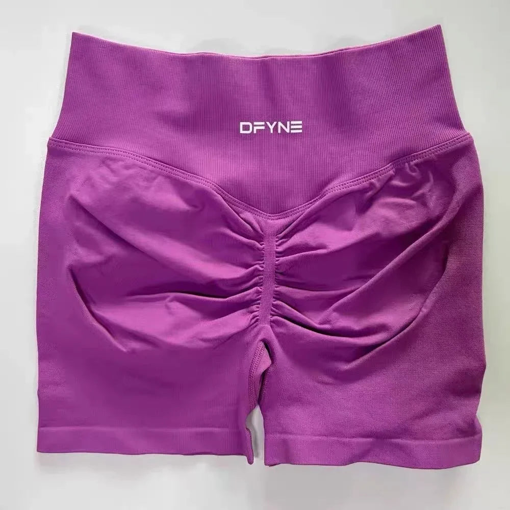 Dfyne Shorts Impact Gym Shorts Women Fitness Sports Shorts Low Ribbed Band Yoga Shorts Workout Scrunch Butt Seamless Leggings
