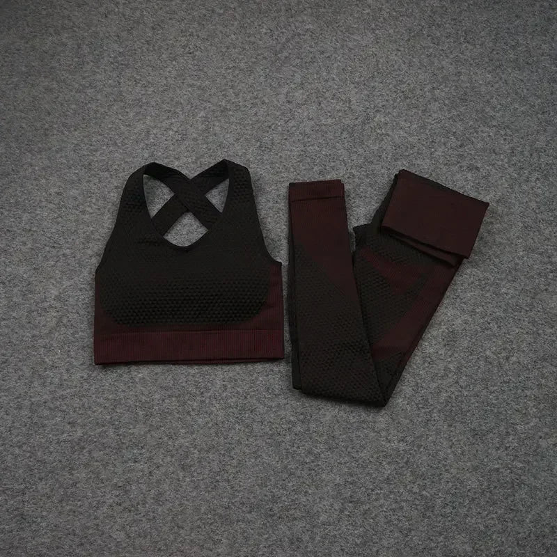 2/3PCS Seamless Yoga Sets Sport Fitness Vest High Waist Hip-Liftting Trousers Suits Workout Clothes Gym Leggings Set for Women
