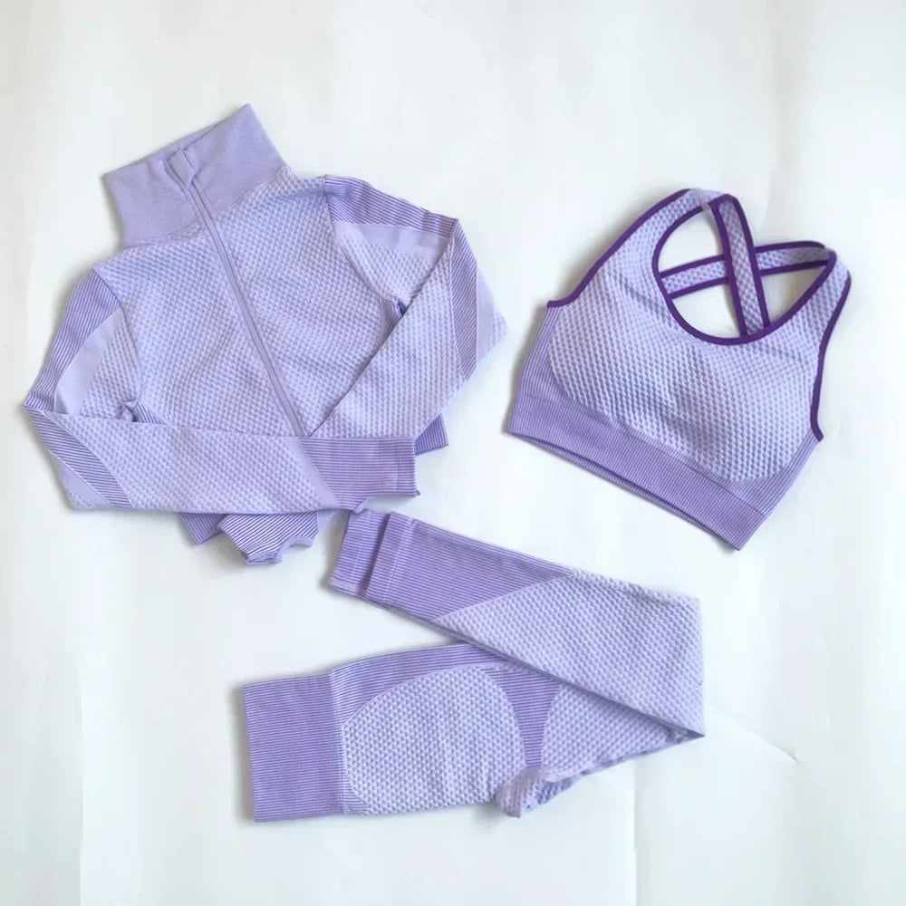 2/3PCS Seamless Yoga Sets Sport Fitness Vest High Waist Hip-Liftting Trousers Suits Workout Clothes Gym Leggings Set for Women