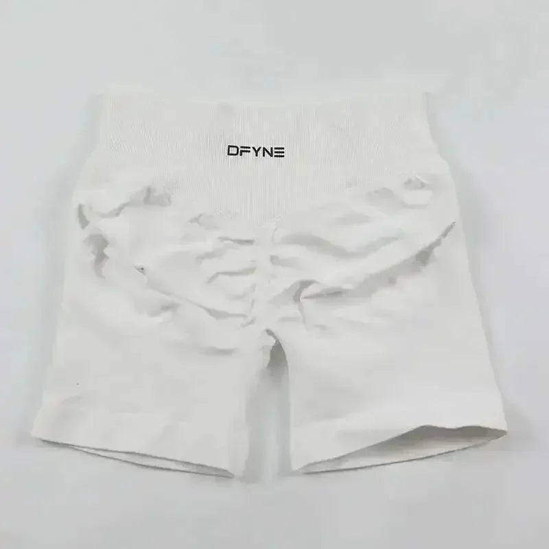 Dfyne Shorts Impact Gym Shorts Women Fitness Sports Shorts Low Ribbed Band Yoga Shorts Workout Scrunch Butt Seamless Leggings