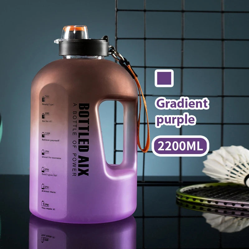 2.2L Sport Water Bottle Large Capacity 1 Gallon Water Bottle with Time Scale Bpa Free Plastic Bottle Outdoor Fitness Water Cup