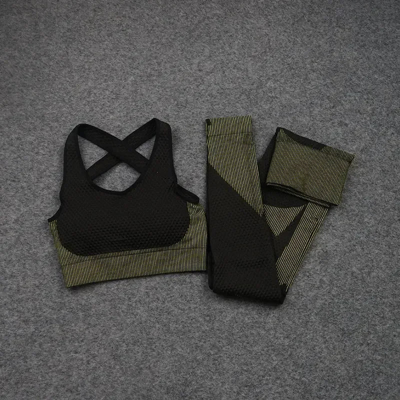 2/3PCS Seamless Yoga Sets Sport Fitness Vest High Waist Hip-Liftting Trousers Suits Workout Clothes Gym Leggings Set for Women