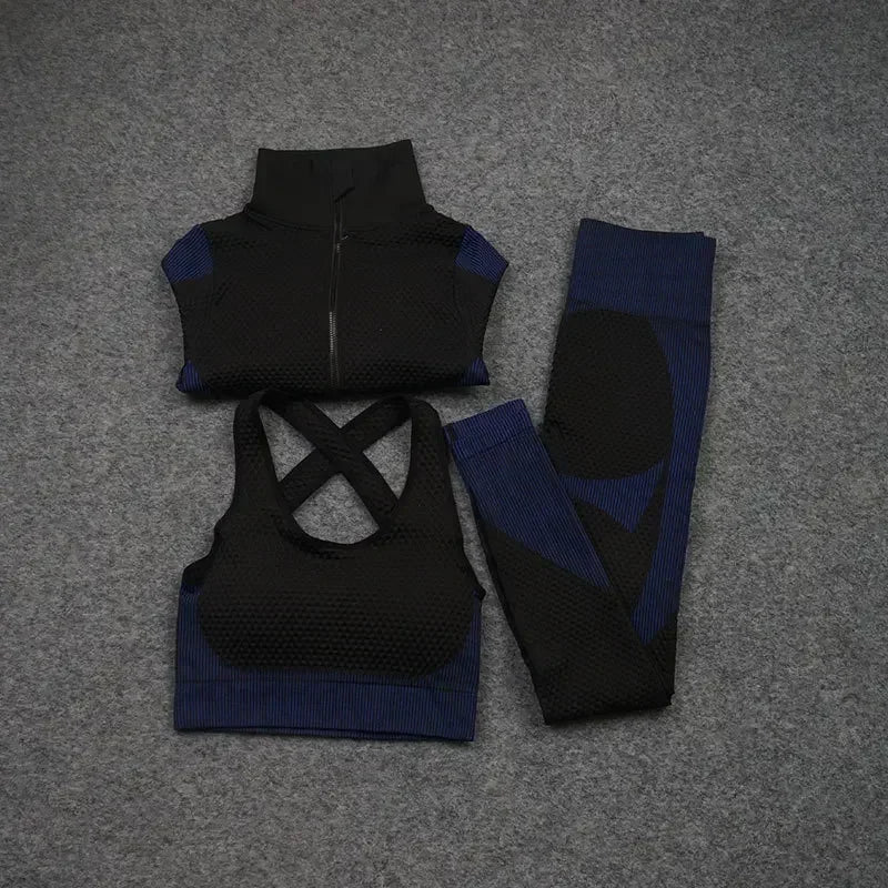 2/3PCS Seamless Yoga Sets Sport Fitness Vest High Waist Hip-Liftting Trousers Suits Workout Clothes Gym Leggings Set for Women