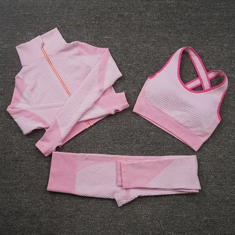 2/3PCS Seamless Yoga Sets Sport Fitness Vest High Waist Hip-Liftting Trousers Suits Workout Clothes Gym Leggings Set for Women