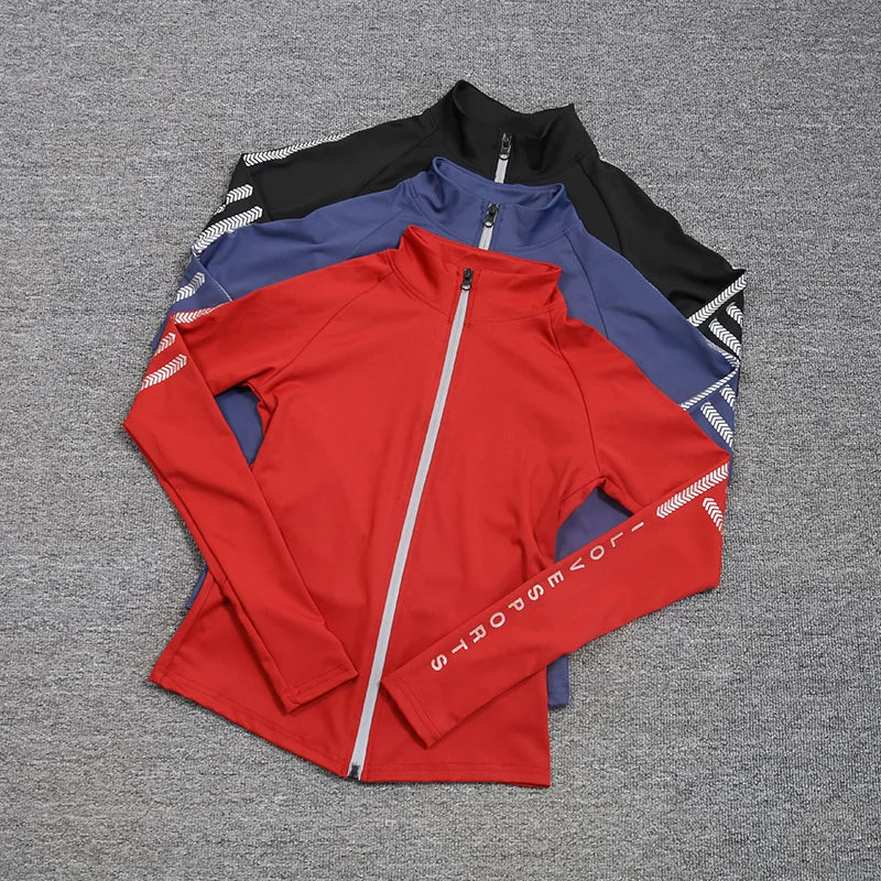 Spring Outdoor Running Fitness Zipper Quick-drying Tight-fitting Lining Collar Long-sleeved Top Yoga Jacket