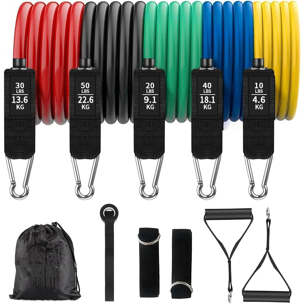 Resistance Bands With Handles 5 Different Yoga Band Exercise Workout Hip Leg For Men Women Strength Training Equipment At Home