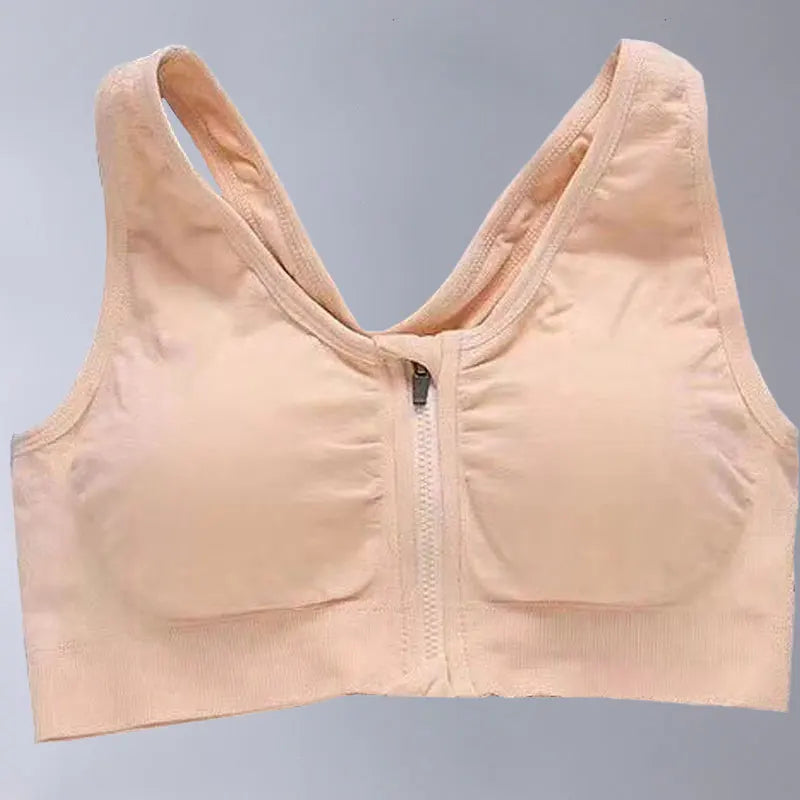 Front Zip Sports Bra,Shock-proof and Breathable ,Women's Rimless Underwear,Fitness Running Vest,Yoga Sport Bra Top,Removable Pad