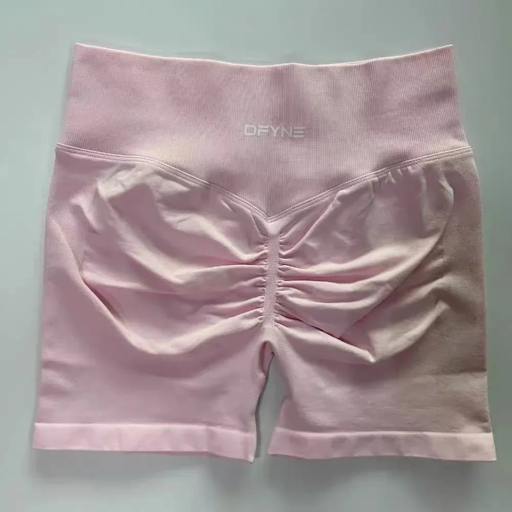 Dfyne Shorts Impact Gym Shorts Women Fitness Sports Shorts Low Ribbed Band Yoga Shorts Workout Scrunch Butt Seamless Leggings